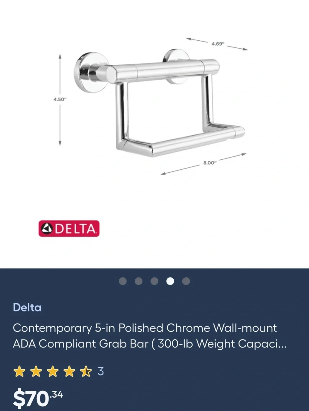DELTA Chrome Tissue Holder with Assist Bar